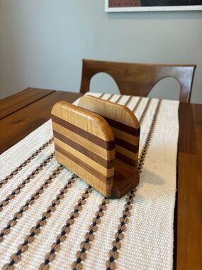 Striped Wood Napkin Holder